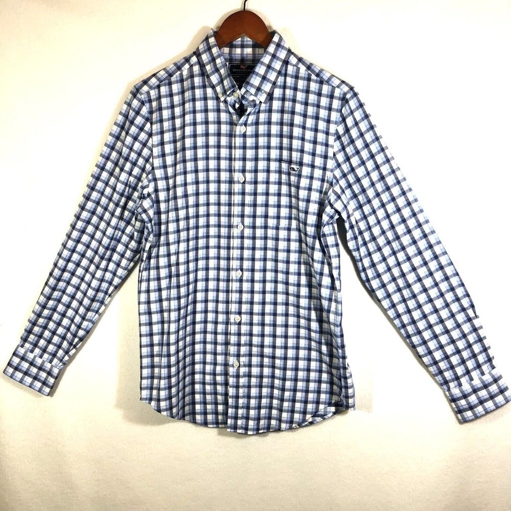 Mens Vineyard Vines Long Sleeve Blue Button Down Shirt Size Small